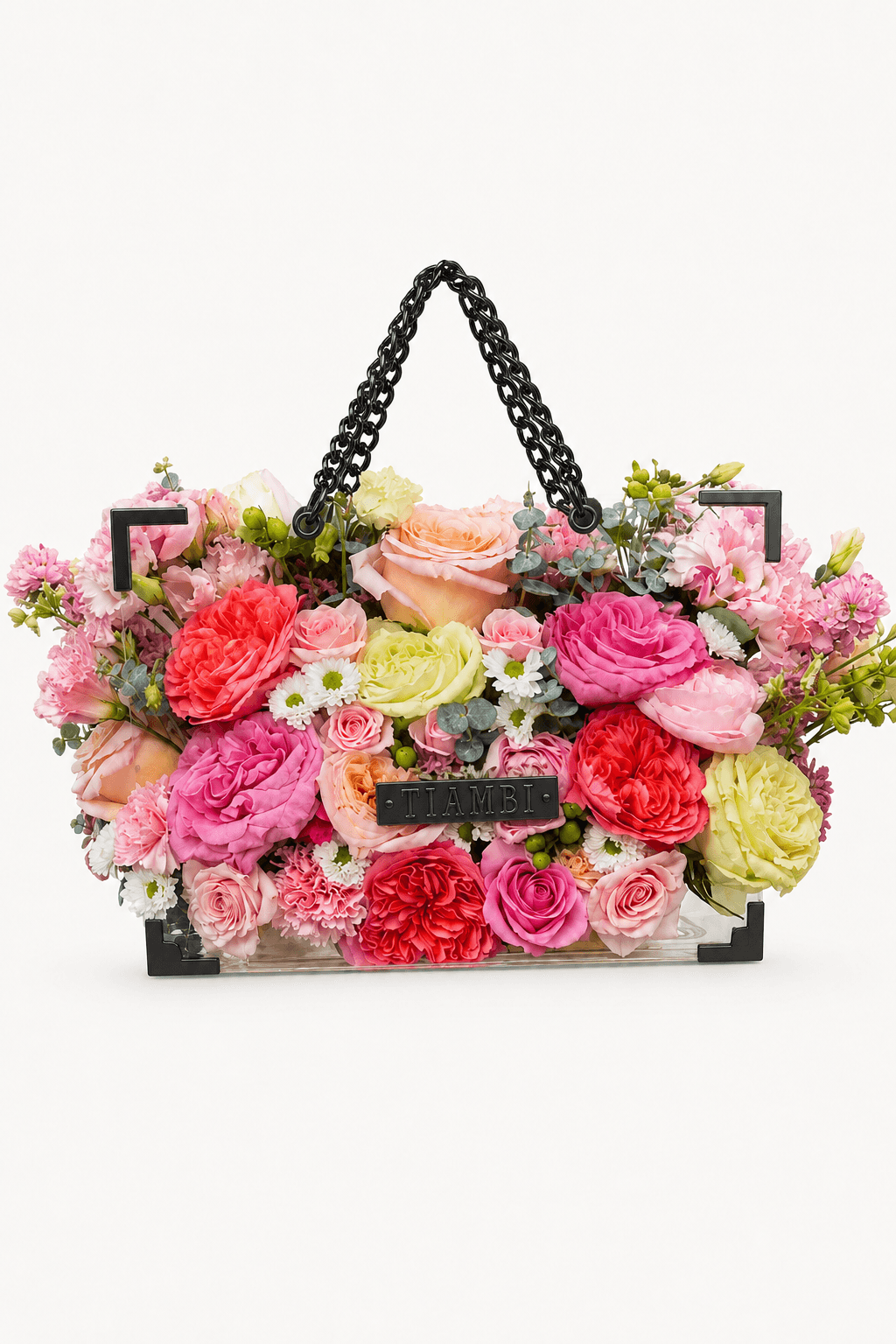 The Afuvai Purse — Black Chain — Signature floral arrangement by Afuvai Floral Society